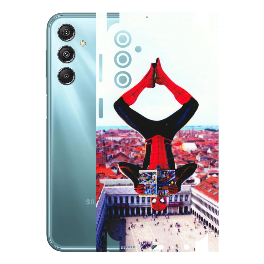 Samsung M/F/Note/Flip and C Phone Skins (All Models) - Spiderman Hanging - 3D Embossed Finish (L-53) Samsung Galaxy M34 (5G)