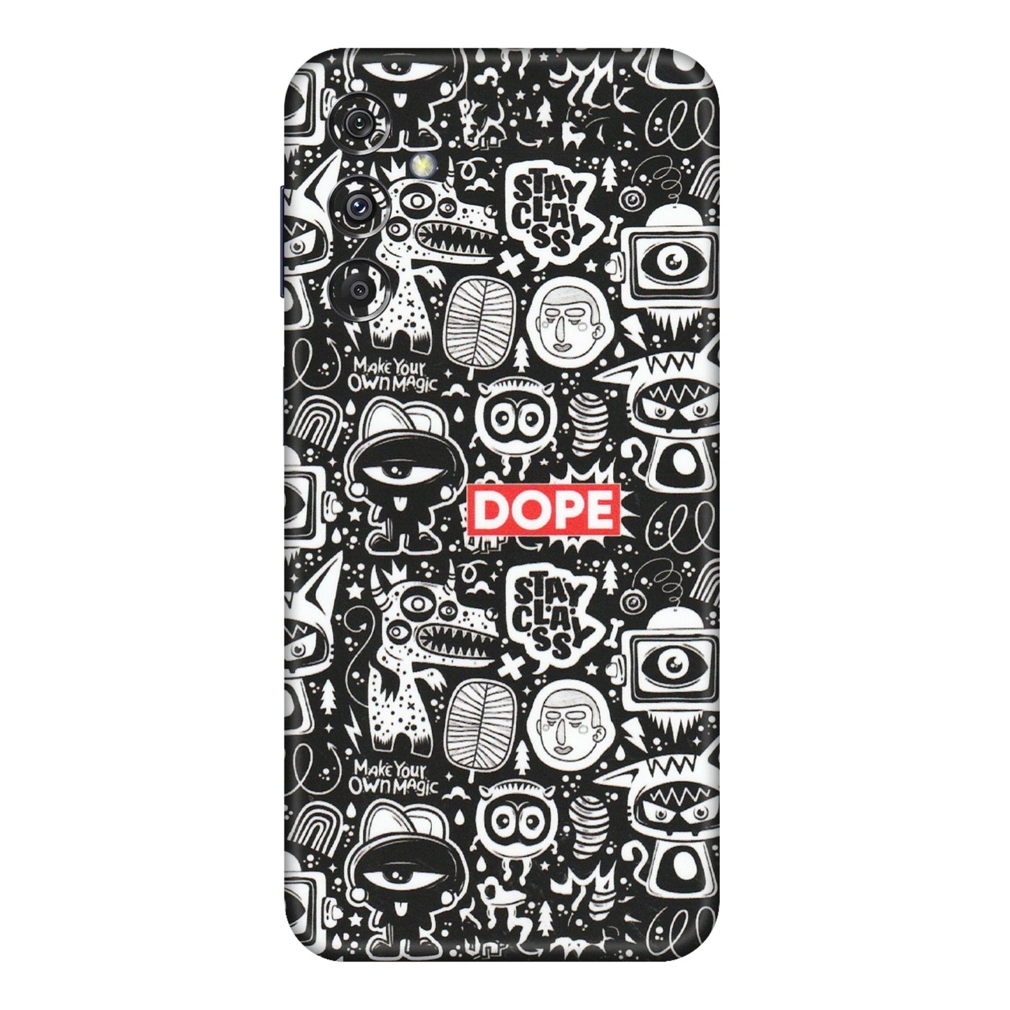 Samsung M/F/Note/Flip and C Phone Skins (All Models) - Dope Stay Classy Black Doodles - Matte Finish (M-126) Samsung Galaxy M34 (5G)