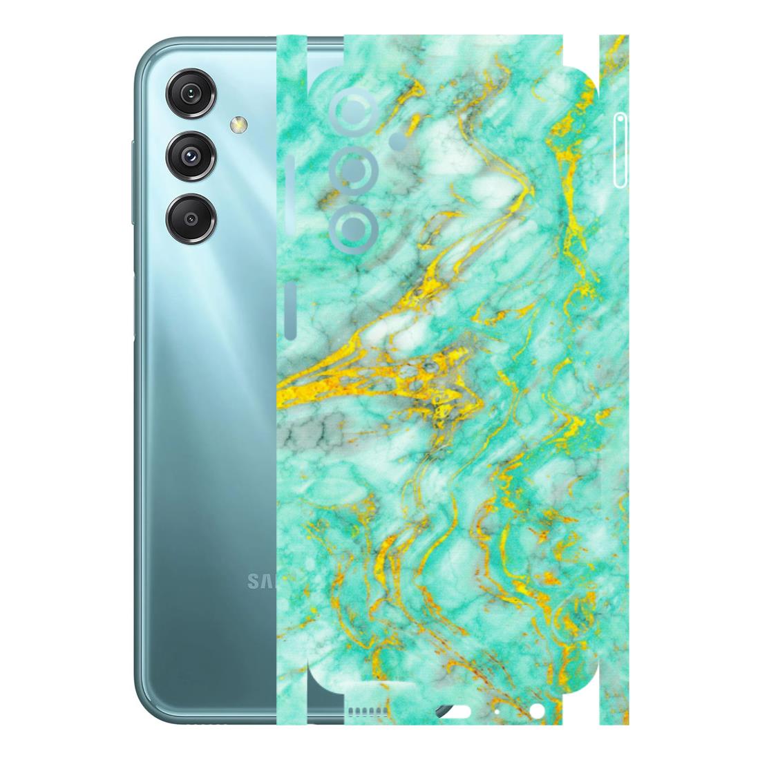 Samsung M/F/Note/Flip and C Phone Skins (All Models) - Green And Gold Marble Feel - Matte Finish (M-16) Samsung Galaxy M34 (5G)