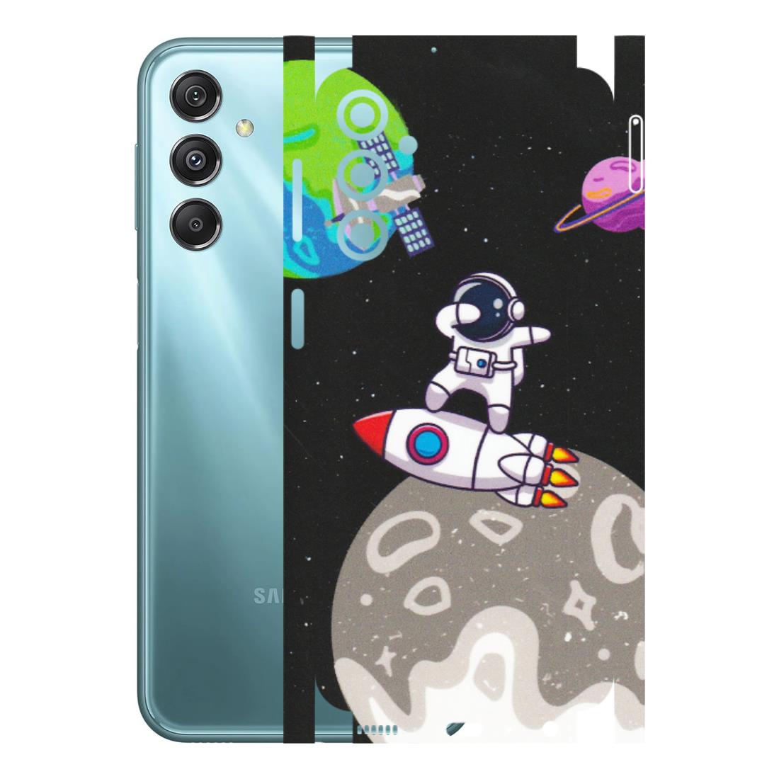 Samsung M/F/Note/Flip and C Phone Skins (All Models) - Astronaut Vibing Toon Running - Matte Finish (M-39) Samsung Galaxy M34 (5G)