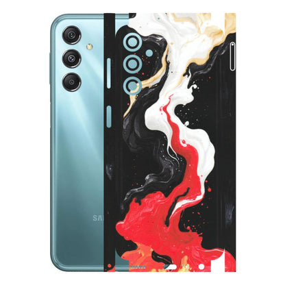Samsung M/F/Note/Flip and C Phone Skins (All Models) - Black Red White Paint Splash Fusion - Matte Finish (M-56) Samsung Galaxy M34 (5G)