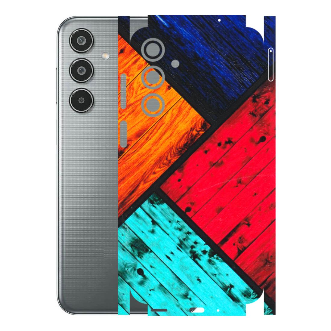 Samsung M/F/Note/Flip and C Phone Skins (All Models) - Colourful Wood Panels Abstract - 3D Embossed Finish (L-09) Samsung Galaxy M35 (5G)