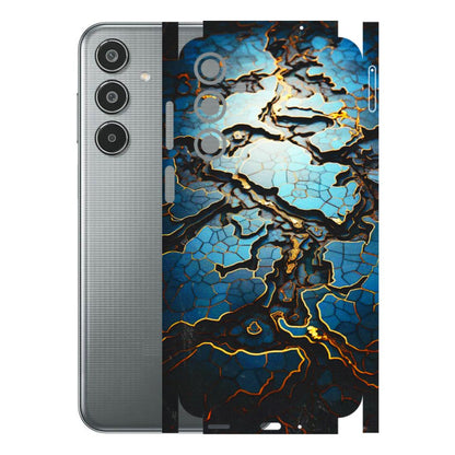 Samsung M/F/Note/Flip and C Phone Skins (All Models) - Blue Gold Abstract - 3D Embossed Finish (L-11) Samsung Galaxy M35 (5G)