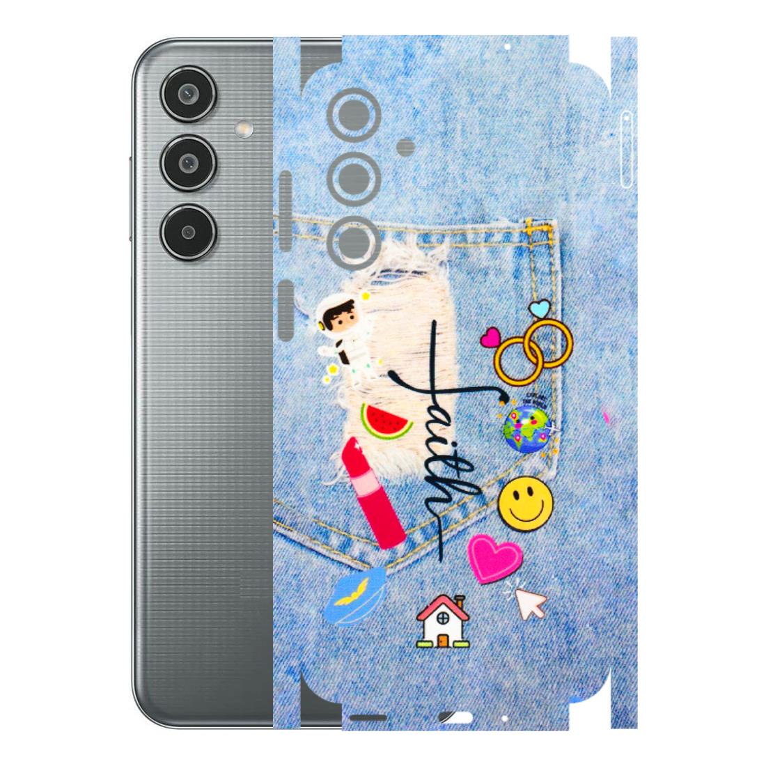 Samsung M/F/Note/Flip and C Phone Skins (All Models) - Denim Jeans Pocket - 3D Embossed Finish (L-134) Samsung Galaxy M35 (5G)