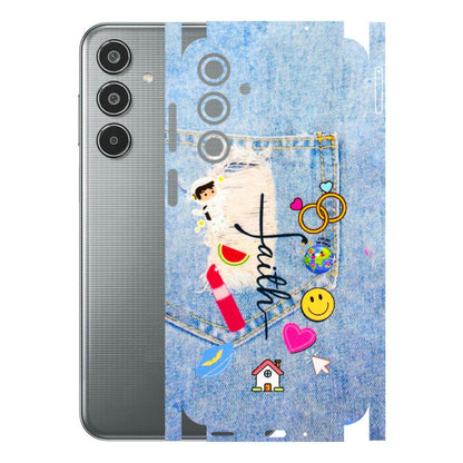 Samsung M/F/Note/Flip and C Phone Skins (All Models) - Denim Jeans Pocket - 3D Embossed Finish (L-134) Samsung Galaxy M35 (5G)