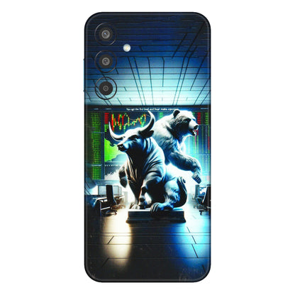 Samsung M/F/Note/Flip and C Phone Skins (All Models) - Stock Market Sensex Bear vs Bulls - 3D Embossed Finish (L-15) Samsung Galaxy M35 (5G)