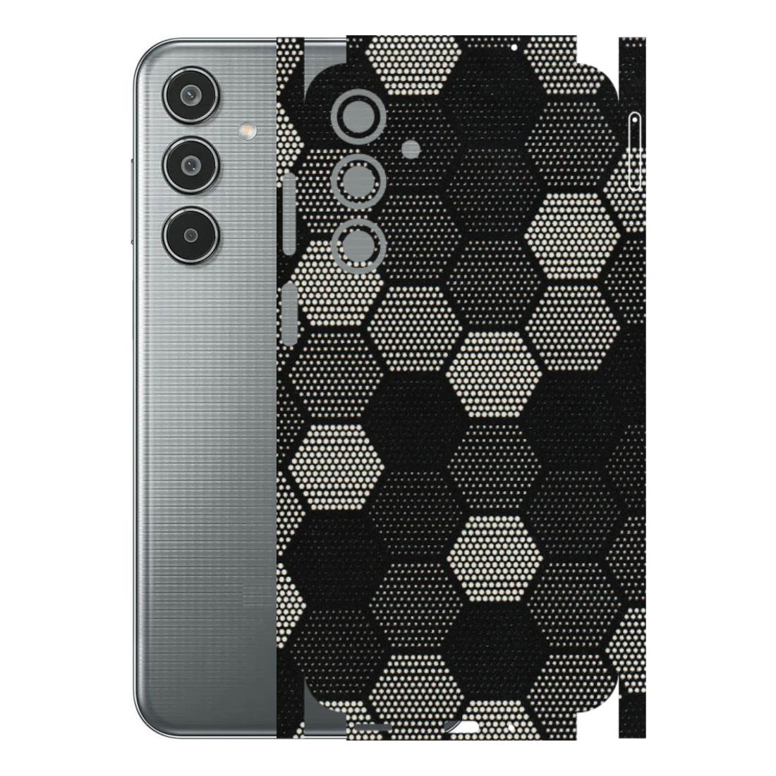 Samsung M/F/Note/Flip and C Phone Skins (All Models) - Black & White Dotted Honeycomb Texture - 3D Embossed Finish (L-202) Samsung Galaxy M35 (5G)