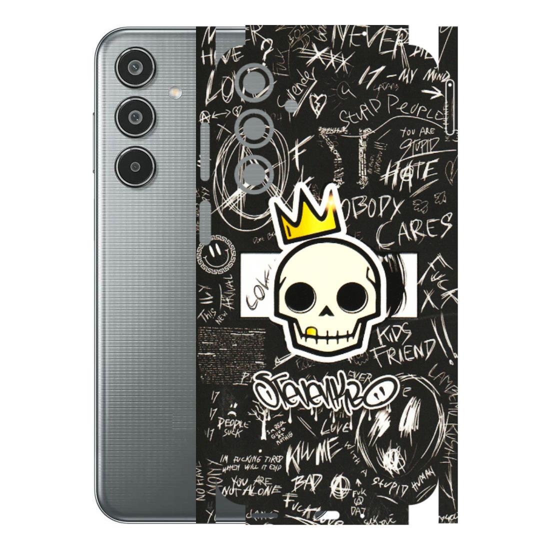 Samsung M/F/Note/Flip and C Phone Skins (All Models) - Funny Skull Black Chalk Grafitti - 3D Embossed Finish (L-22) Samsung Galaxy M35 (5G)