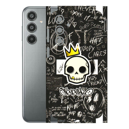 Samsung M/F/Note/Flip and C Phone Skins (All Models) - Funny Skull Black Chalk Grafitti - 3D Embossed Finish (L-22) Samsung Galaxy M35 (5G)