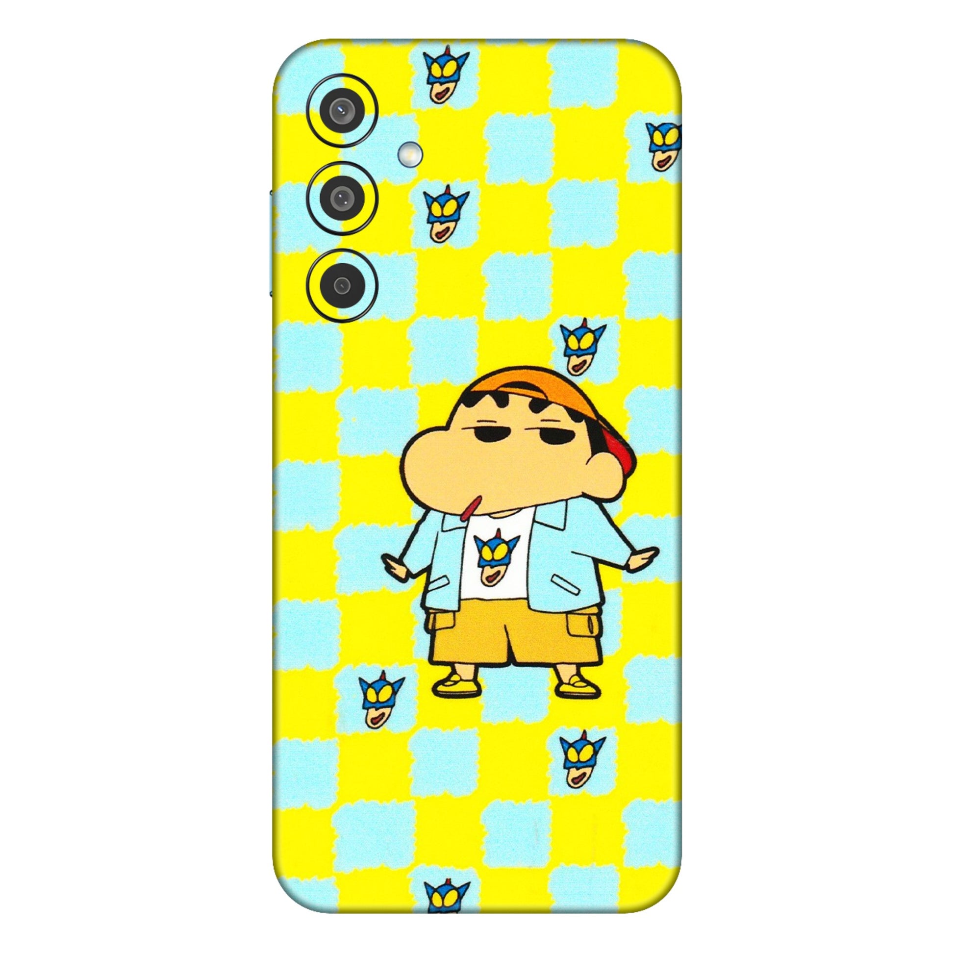 Samsung M/F/Note/Flip and C Phone Skins (All Models) - Yellow Blue Shinchan Cute - 3D Embossed Finish (L-221) Samsung Galaxy M35 (5G)
