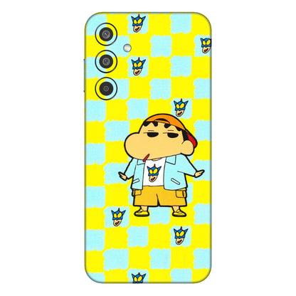 Samsung M/F/Note/Flip and C Phone Skins (All Models) - Yellow Blue Shinchan Cute - 3D Embossed Finish (L-221) Samsung Galaxy M35 (5G)