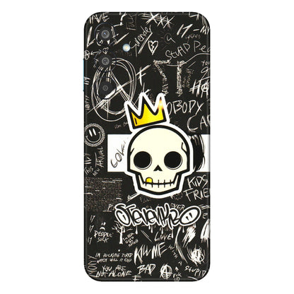 Samsung M/F/Note/Flip and C Phone Skins (All Models) - Funny Skull Black Chalk Grafitti - 3D Embossed Finish (L-22) Samsung Galaxy M35 (5G)
