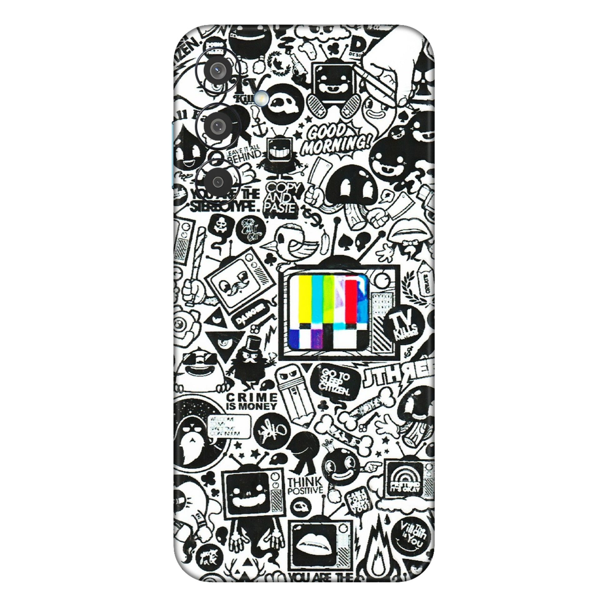 Samsung M/F/Note/Flip and C Phone Skins (All Models) - Doodles Positive Art - 3D Embossed Finish (L-263) Samsung Galaxy M35 (5G)
