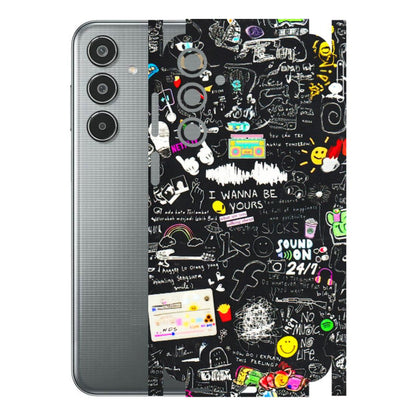 Samsung M/F/Note/Flip and C Phone Skins (All Models) - Black Creatives Doodles - 3D Embossed Finish (L-311) Samsung Galaxy M35 (5G)