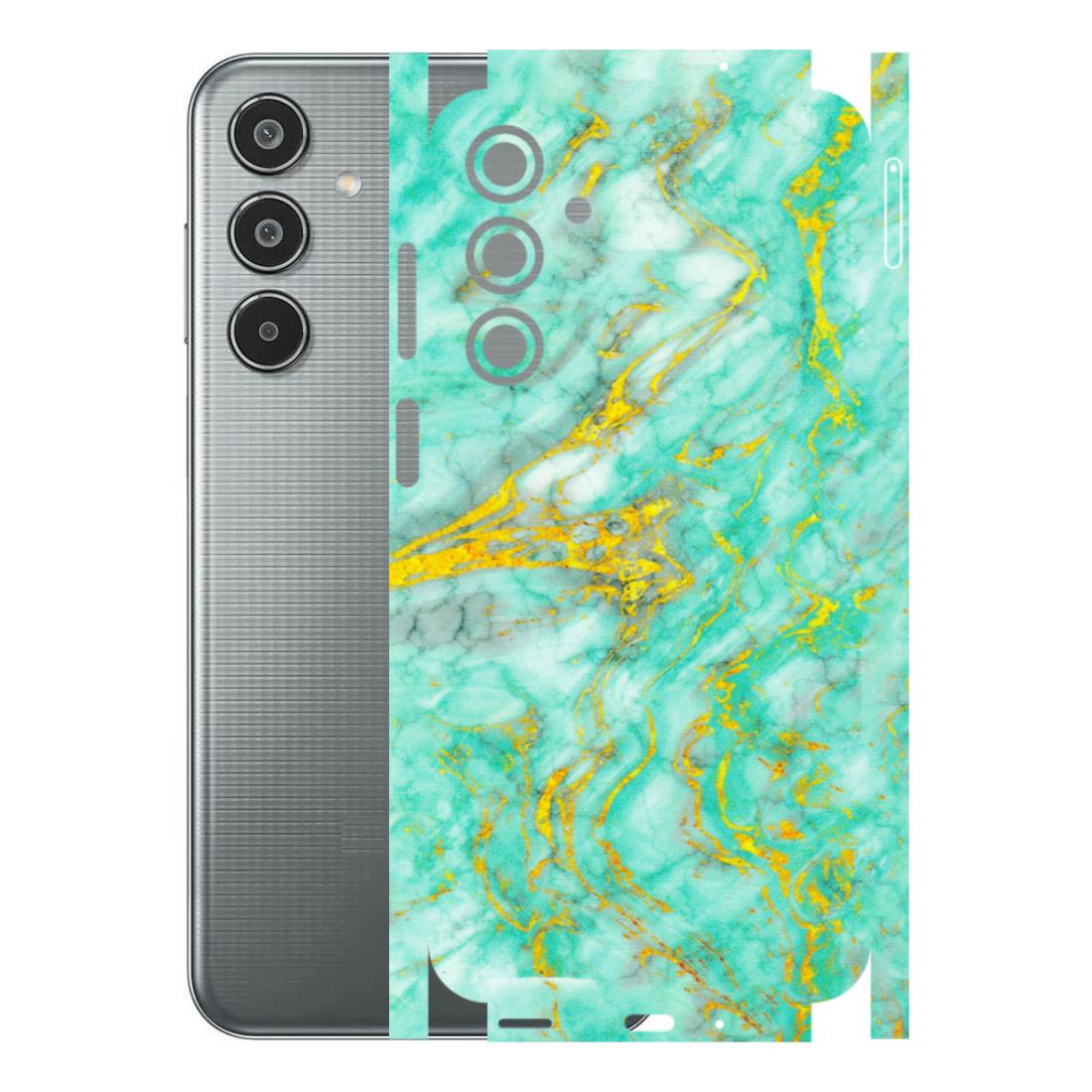 Samsung M/F/Note/Flip and C Phone Skins (All Models) - Green And Gold Marble Feel - Matte Finish (M-16) Samsung Galaxy M35 (5G)
