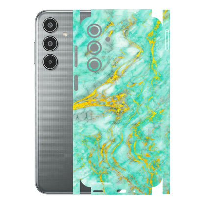 Samsung M/F/Note/Flip and C Phone Skins (All Models) - Green And Gold Marble Feel - Matte Finish (M-16) Samsung Galaxy M35 (5G)