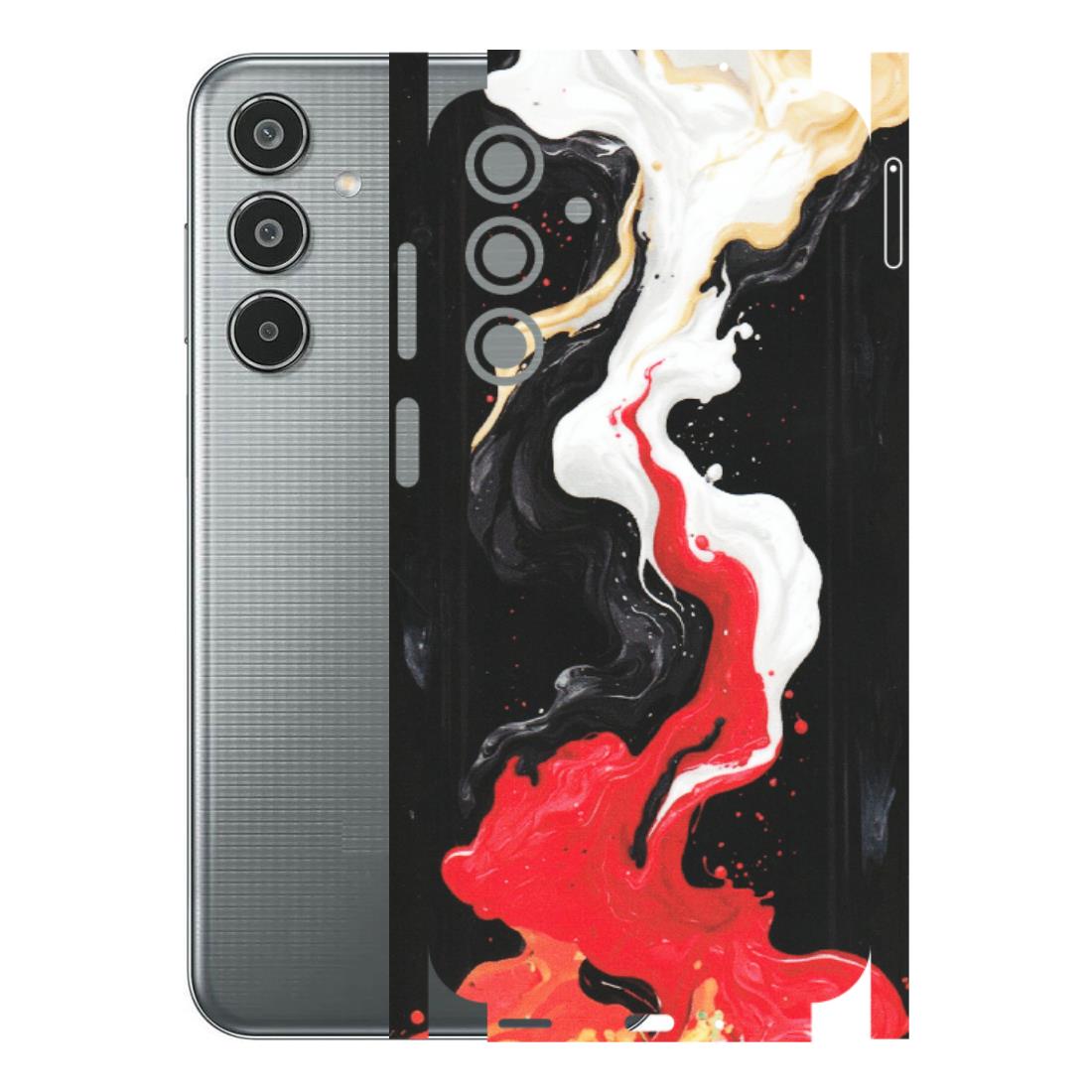 Samsung M/F/Note/Flip and C Phone Skins (All Models) - Black Red White Paint Splash Fusion - Matte Finish (M-56) Samsung Galaxy M35 (5G)
