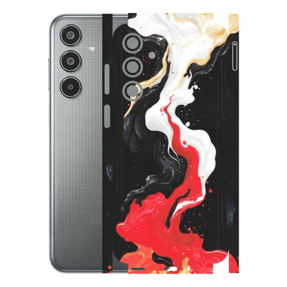 Samsung M/F/Note/Flip and C Phone Skins (All Models) - Black Red White Paint Splash Fusion - Matte Finish (M-56) Samsung Galaxy M35 (5G)