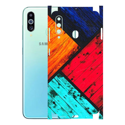 Samsung M/F/Note/Flip and C Phone Skins (All Models) - Colourful Wood Panels Abstract - 3D Embossed Finish (L-09) Samsung Galaxy M40