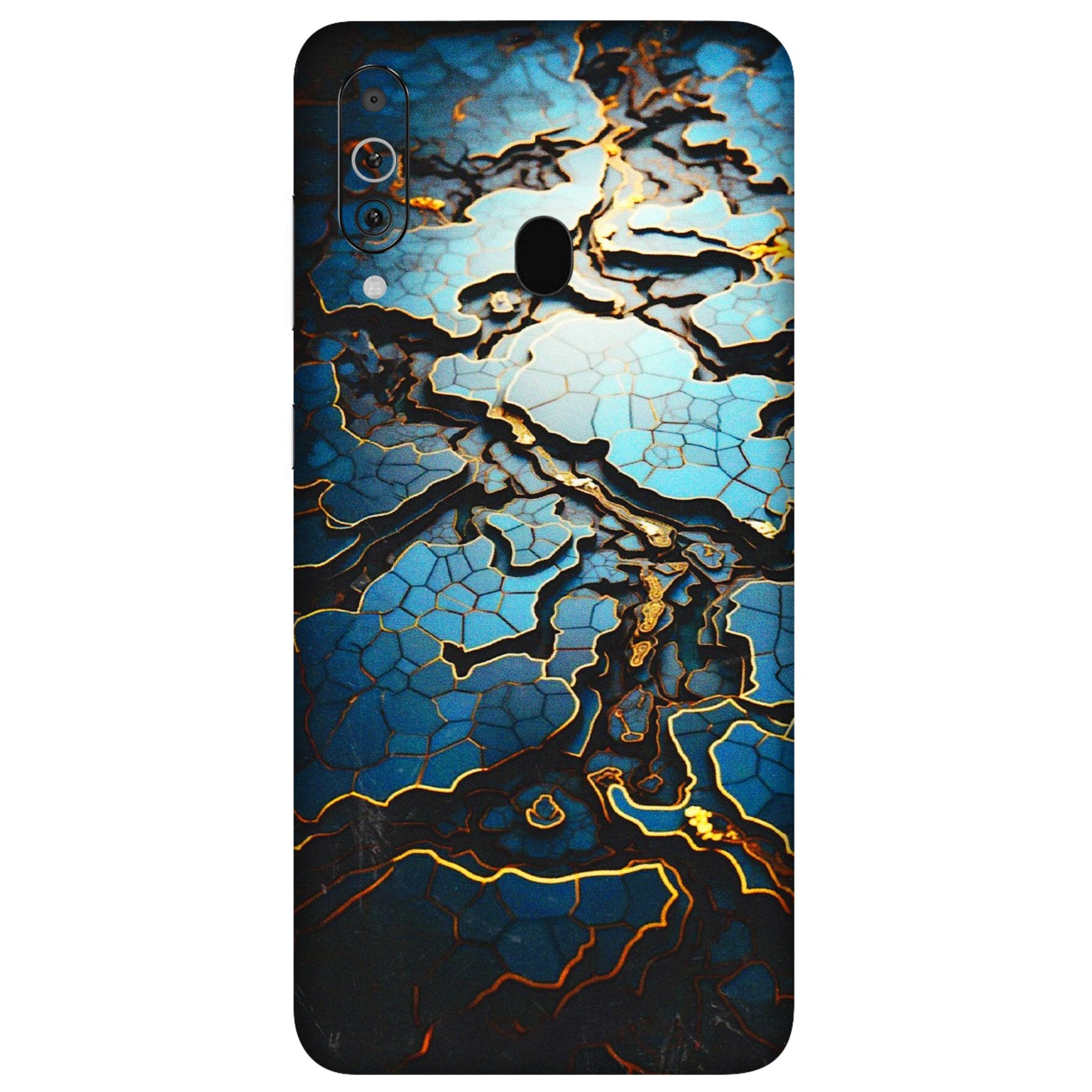 Samsung M/F/Note/Flip and C Phone Skins (All Models) - Blue Gold Abstract - 3D Embossed Finish (L-11) Samsung Galaxy M40