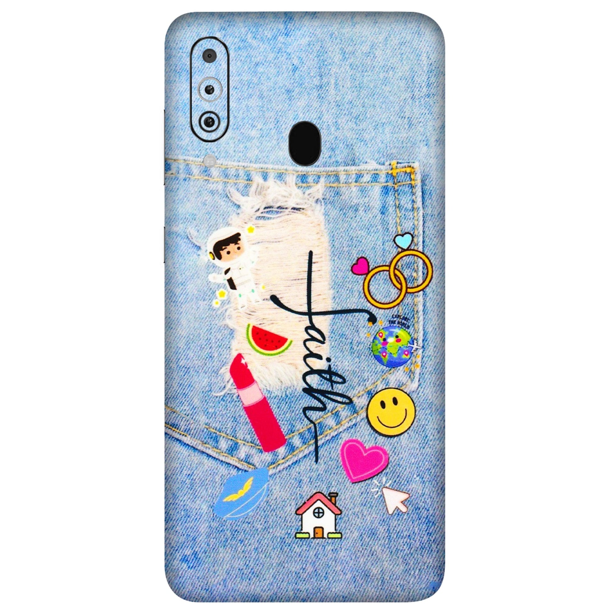 Samsung M/F/Note/Flip and C Phone Skins (All Models) - Denim Jeans Pocket - 3D Embossed Finish (L-134) Samsung Galaxy M40