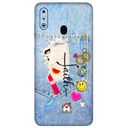 Samsung M/F/Note/Flip and C Phone Skins (All Models) - Denim Jeans Pocket - 3D Embossed Finish (L-134) Samsung Galaxy M40