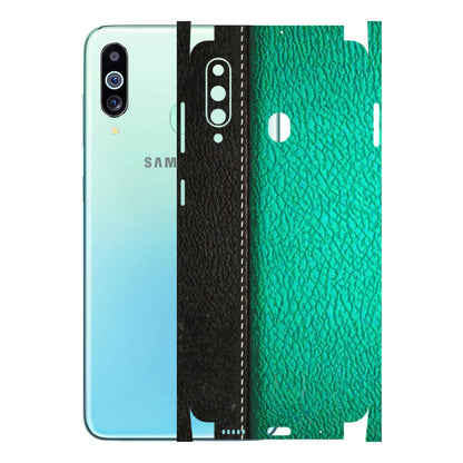 Samsung M/F/Note/Flip and C Phone Skins (All Models) - Black Green Dual Leather Stich - 3D Embossed Finish (L-233) Samsung Galaxy M40