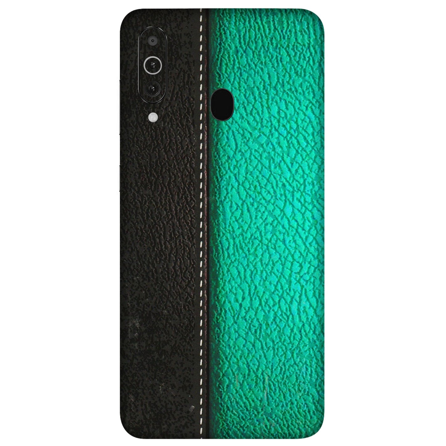 Samsung M/F/Note/Flip and C Phone Skins (All Models) - Black Green Dual Leather Stich - 3D Embossed Finish (L-233) Samsung Galaxy M40