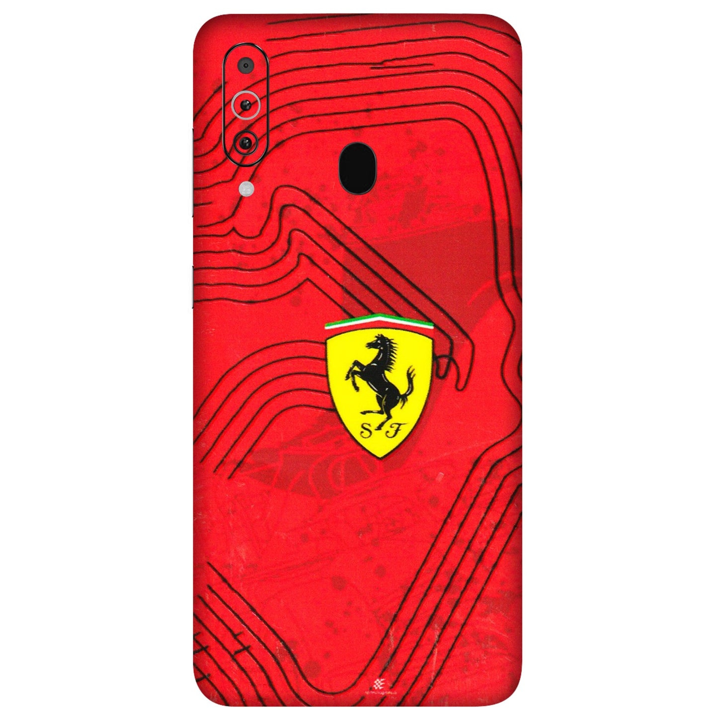 Samsung M/F/Note/Flip and C Phone Skins (All Models) - Red Ferrari Logo Stylish - 3D Embossed Finish (L-238) Samsung Galaxy M40