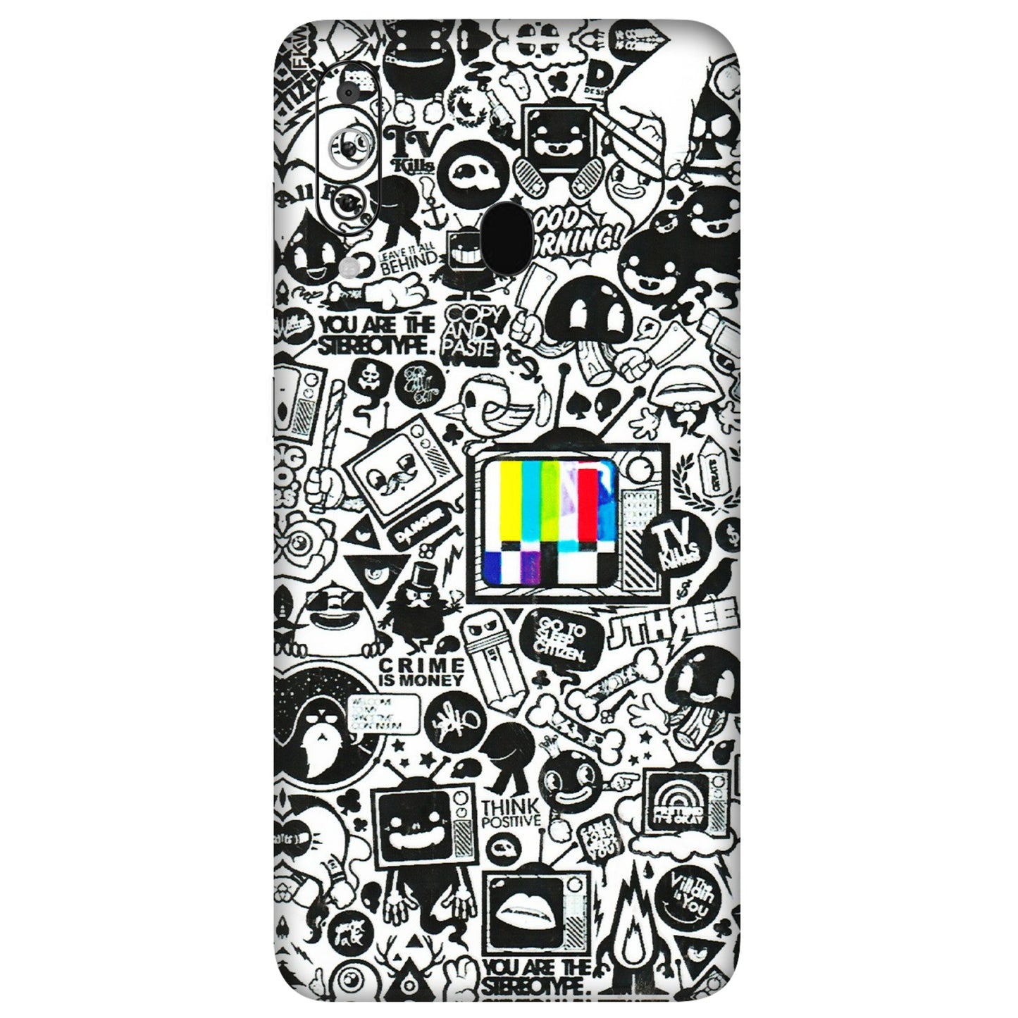 Samsung M/F/Note/Flip and C Phone Skins (All Models) - Doodles Positive Art - 3D Embossed Finish (L-263) Samsung Galaxy M40