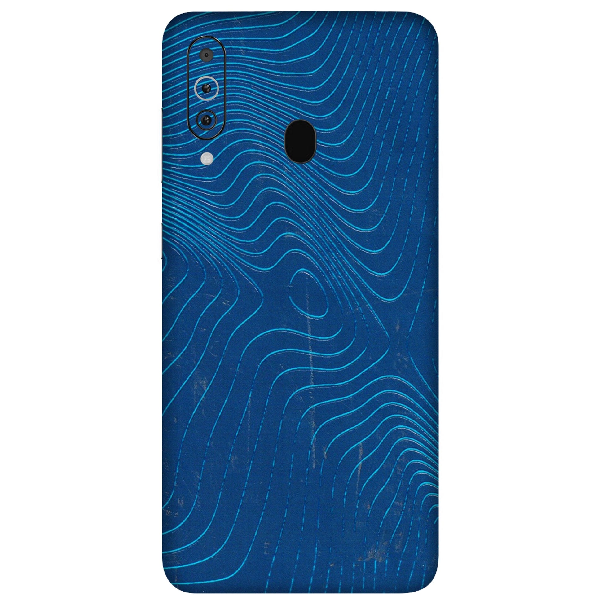 Samsung M/F/Note/Flip and C Phone Skins (All Models) - Abstract Blue Line Map - 3D Embossed Finish (L-272) Samsung Galaxy M40