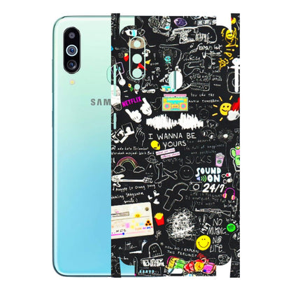 Samsung M/F/Note/Flip and C Phone Skins (All Models) - Black Creatives Doodles - 3D Embossed Finish (L-311) Samsung Galaxy M40