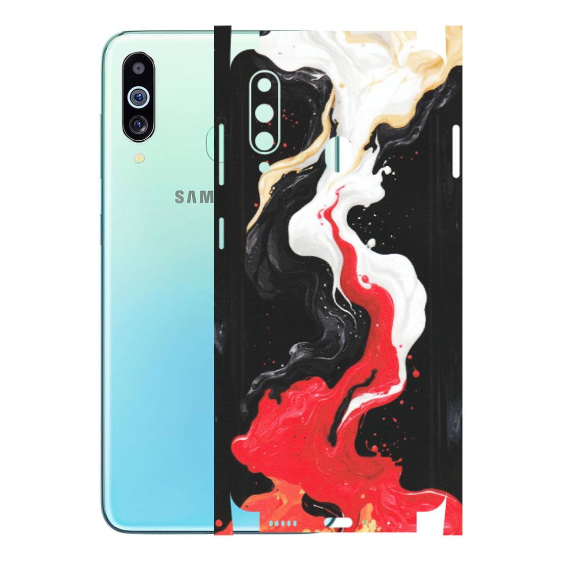 Samsung M/F/Note/Flip and C Phone Skins (All Models) - Black Red White Paint Splash Fusion - Matte Finish (M-56) Samsung Galaxy M40