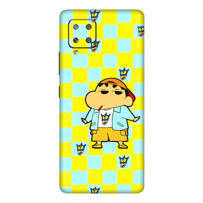Samsung M/F/Note/Flip and C Phone Skins (All Models) - Yellow Blue Shinchan Cute - 3D Embossed Finish (L-221) Samsung Galaxy M42