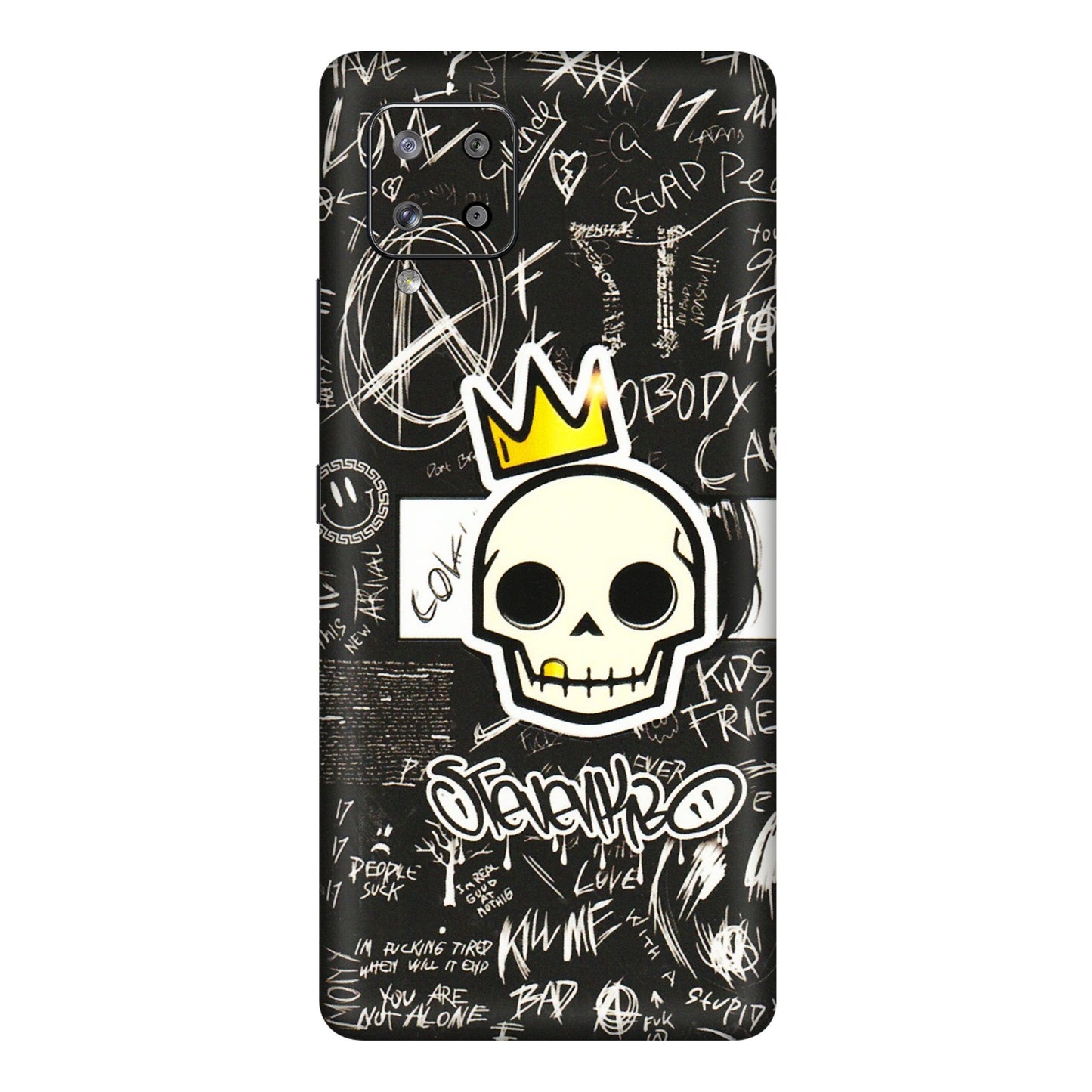 Samsung M/F/Note/Flip and C Phone Skins (All Models) - Funny Skull Black Chalk Grafitti - 3D Embossed Finish (L-22) Samsung Galaxy M42