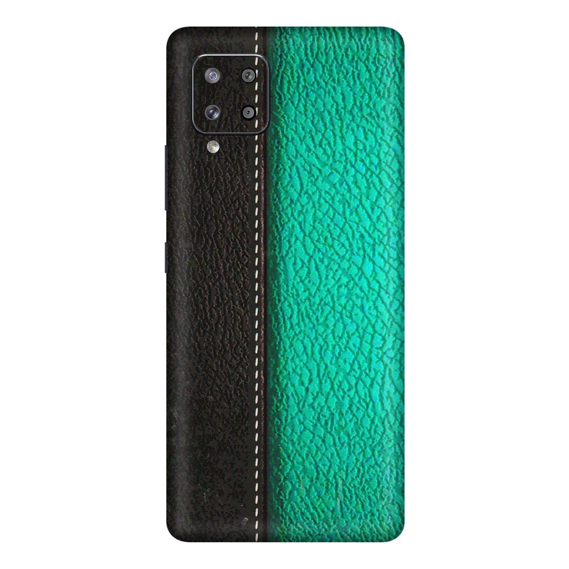 Samsung M/F/Note/Flip and C Phone Skins (All Models) - Black Green Dual Leather Stich - 3D Embossed Finish (L-233) Samsung Galaxy M42