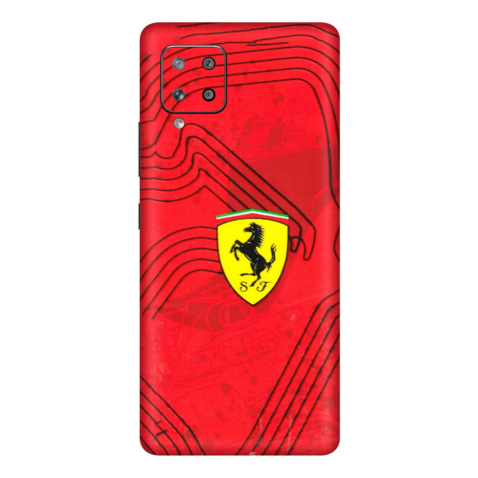 Samsung M/F/Note/Flip and C Phone Skins (All Models) - Red Ferrari Logo Stylish - 3D Embossed Finish (L-238) Samsung Galaxy M42