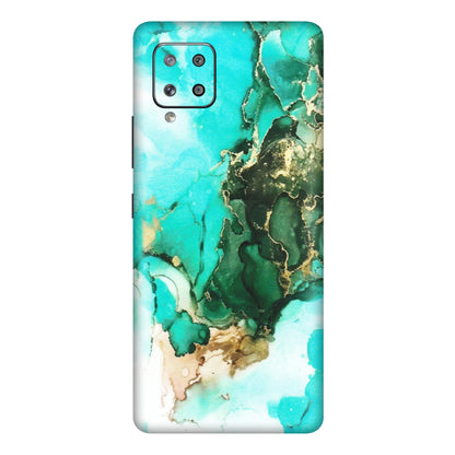 Samsung M/F/Note/Flip and C Phone Skins (All Models) - The Blue Gold Marble - Matte Finish (M-124) Samsung Galaxy M42