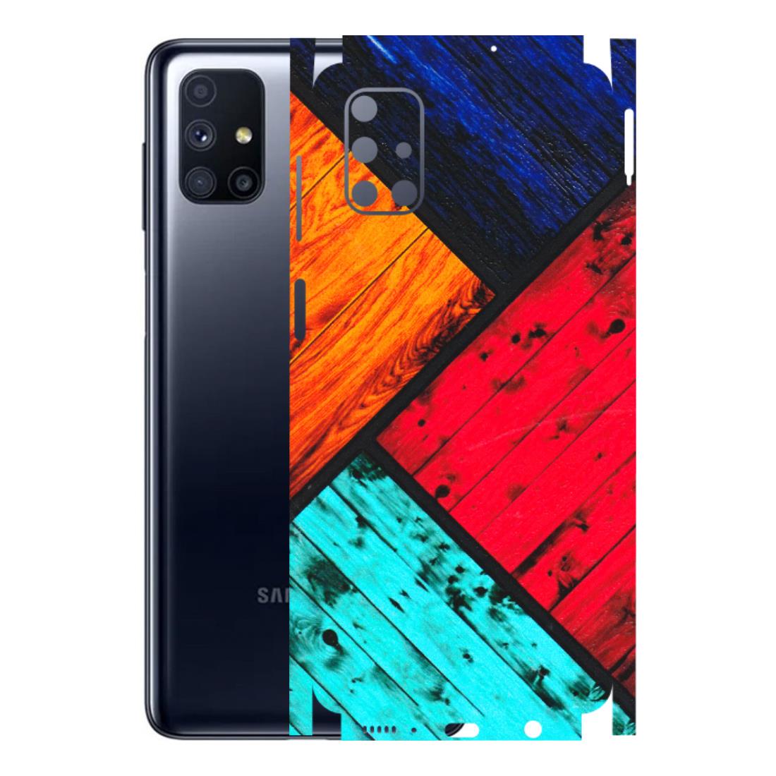 Samsung M/F/Note/Flip and C Phone Skins (All Models) - Colourful Wood Panels Abstract - 3D Embossed Finish (L-09) Samsung Galaxy M51