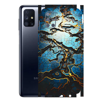 Samsung M/F/Note/Flip and C Phone Skins (All Models) - Blue Gold Abstract - 3D Embossed Finish (L-11) Samsung Galaxy M51