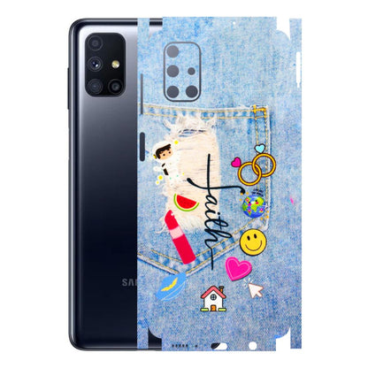 Samsung M/F/Note/Flip and C Phone Skins (All Models) - Denim Jeans Pocket - 3D Embossed Finish (L-134) Samsung Galaxy M51