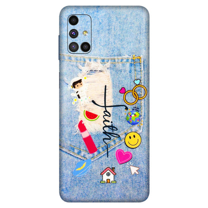 Samsung M/F/Note/Flip and C Phone Skins (All Models) - Denim Jeans Pocket - 3D Embossed Finish (L-134) Samsung Galaxy M51