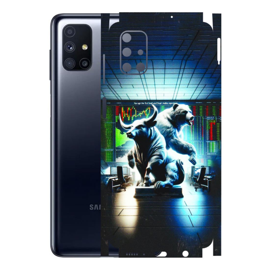 Samsung M/F/Note/Flip and C Phone Skins (All Models) - Stock Market Sensex Bear vs Bulls - 3D Embossed Finish (L-15) Samsung Galaxy M51