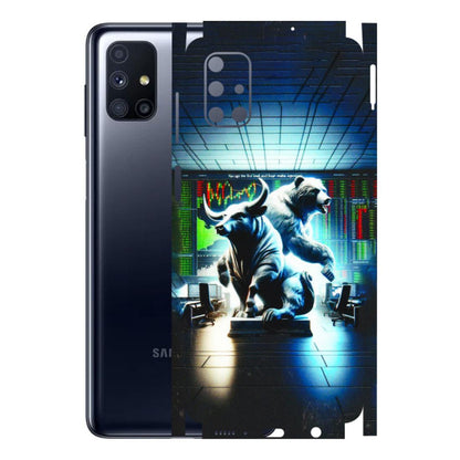 Samsung M/F/Note/Flip and C Phone Skins (All Models) - Stock Market Sensex Bear vs Bulls - 3D Embossed Finish (L-15) Samsung Galaxy M51