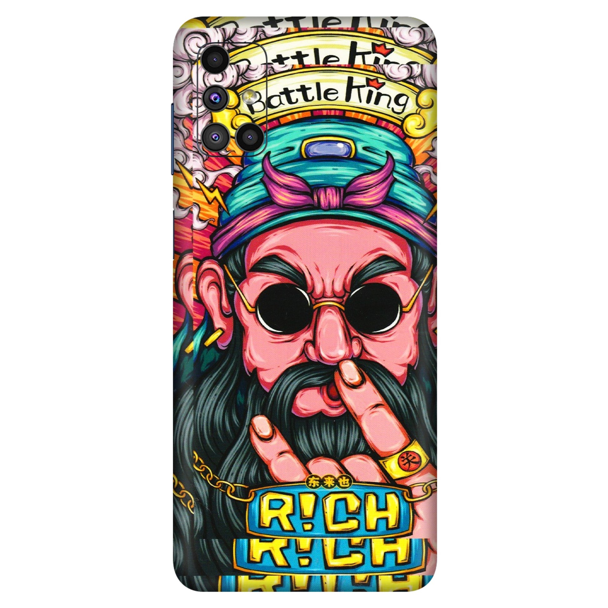 Samsung M/F/Note/Flip and C Phone Skins (All Models) - Battle King Dude Face - 3D Embossed Finish (L-178) Samsung Galaxy M51