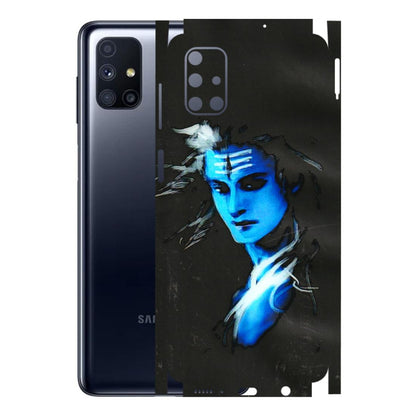 Samsung M/F/Note/Flip and C Phone Skins (All Models) - Har Har Mahadev Blue/Black - 3D Embossed Finish (L-185) Samsung Galaxy M51