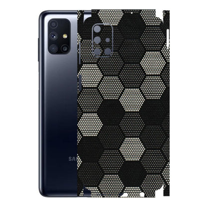 Samsung M/F/Note/Flip and C Phone Skins (All Models) - Black & White Dotted Honeycomb Texture - 3D Embossed Finish (L-202) Samsung Galaxy M51