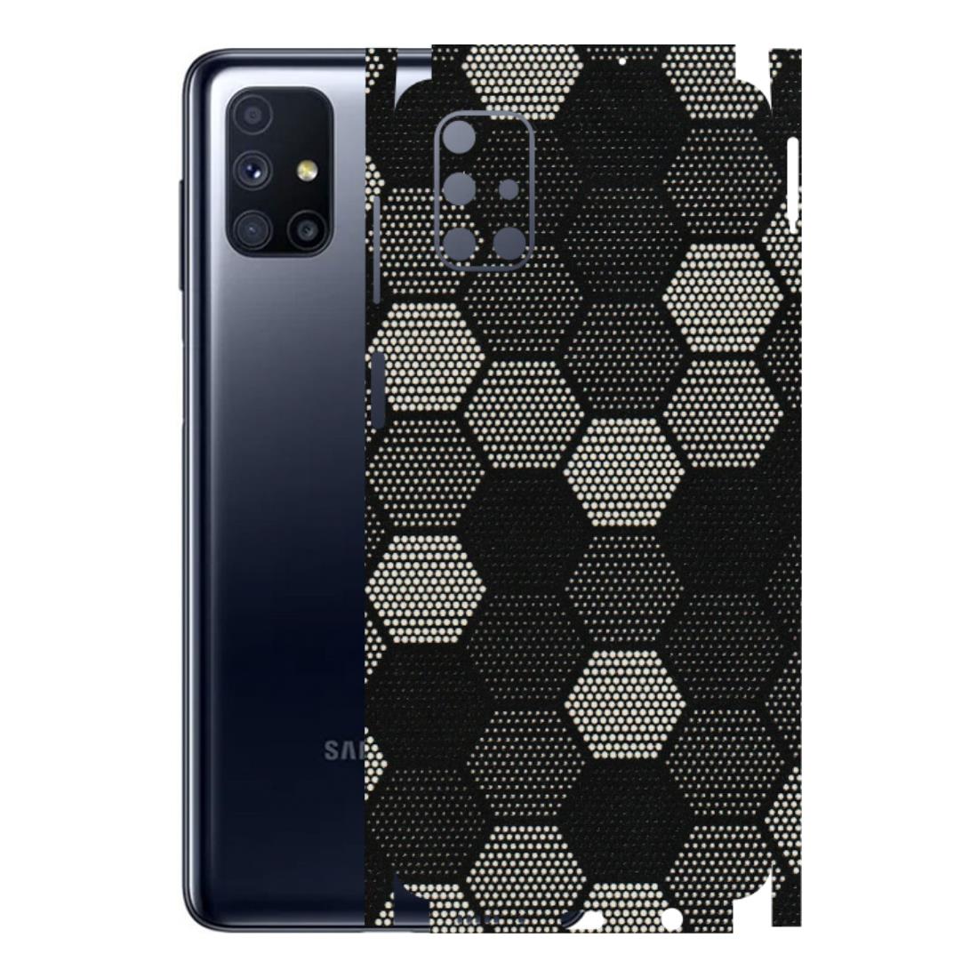 Samsung M/F/Note/Flip and C Phone Skins (All Models) - Black & White Dotted Honeycomb Texture - 3D Embossed Finish (L-202) Samsung Galaxy M51