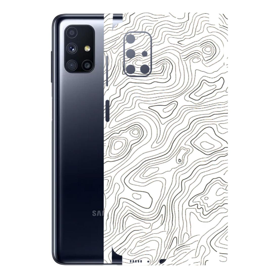 Samsung M/F/Note/Flip and C Phone Skins (All Models) - White Black Swirls - 3D Embossed Finish (L-219) Samsung Galaxy M51