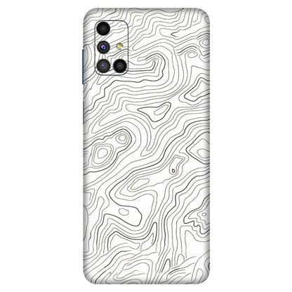 Samsung M/F/Note/Flip and C Phone Skins (All Models) - White Black Swirls - 3D Embossed Finish (L-219) Samsung Galaxy M51
